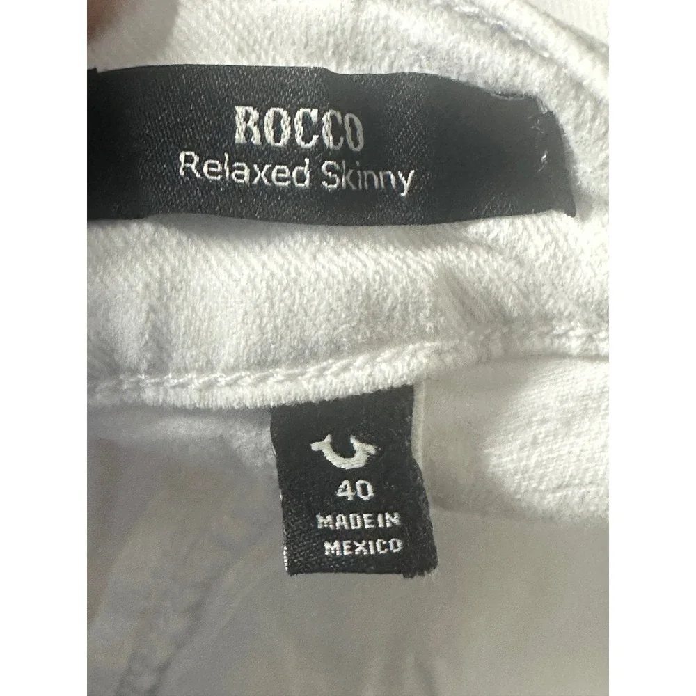 NWT True Religion Rocco Relaxed Skinny Jeans Mens 40x32‎ Optic White No Flap Y2K